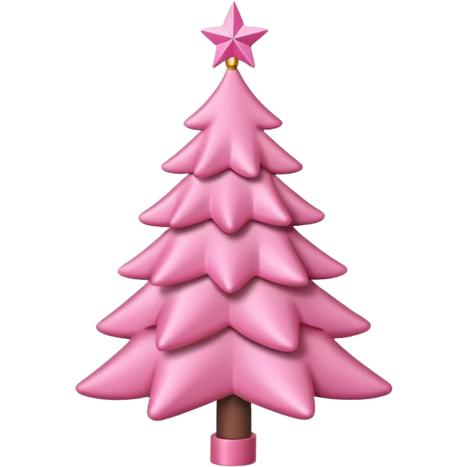 White Christmas tree with pink ornaments & pink topper emoji