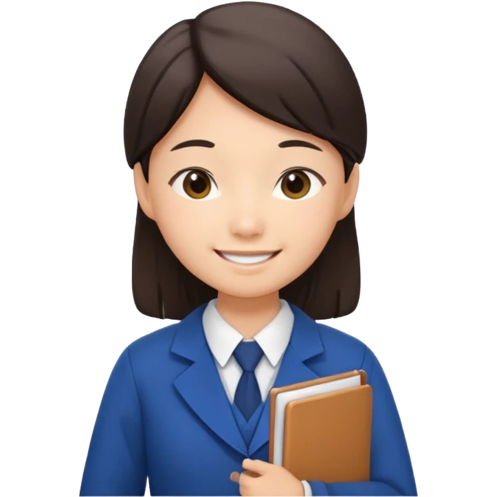 The asian student submits his work to the teacher emoji