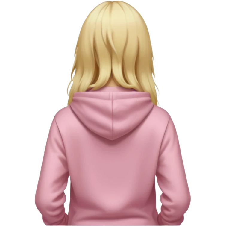 close up back view of long blonde hair, light pink hoodie emoji