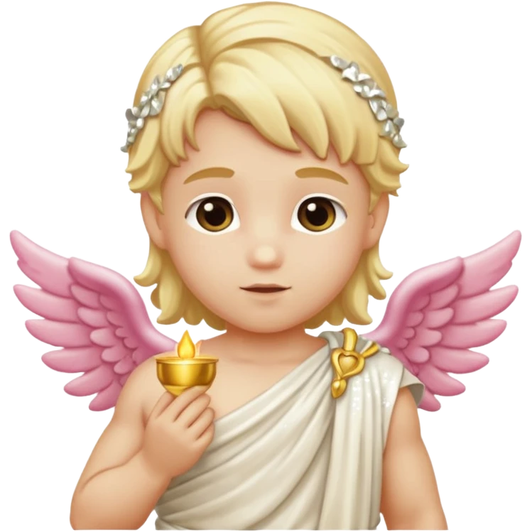 Cupid Love God with long blonde hair, cream sequin toga emoji
