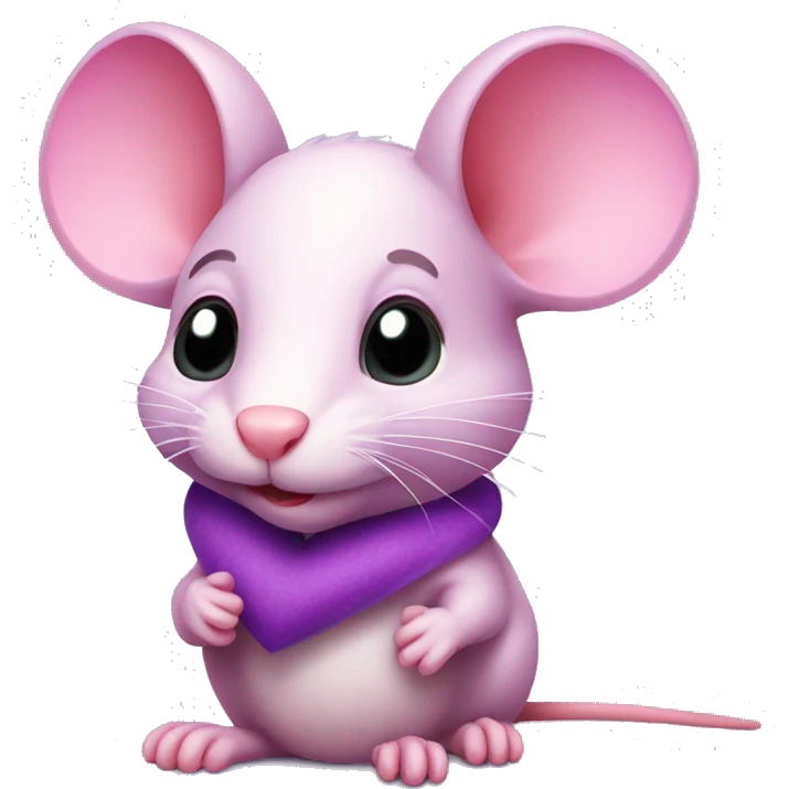 cute pink rat with heart purple emoji