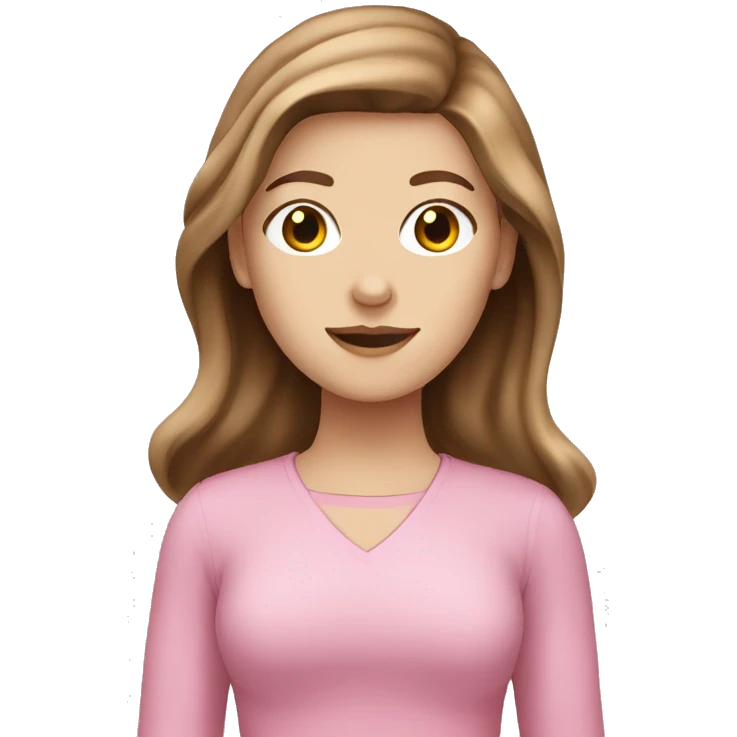 White girl wearing pink and having brown hair  emoji