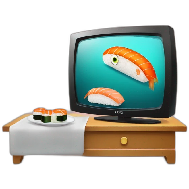 Sushi sur le canapé devant la tele emoji