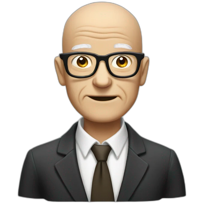 Skinny baldy old man suited with glasses emoji