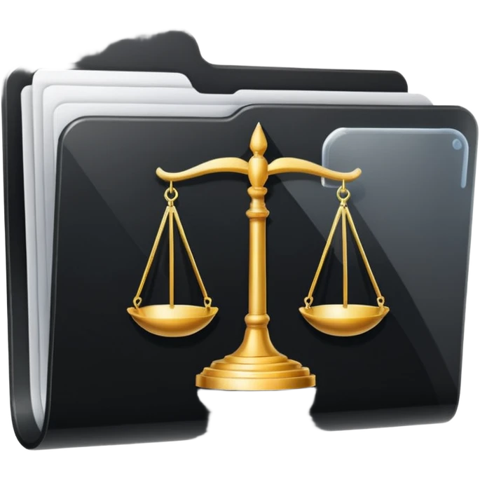 black transparent folder with a law logo  emoji