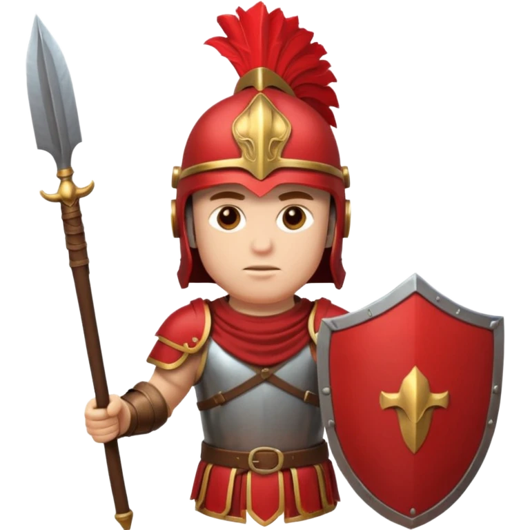 A strong Roman soldier in red-plumed helmet, bronze armor, and firm shield stance.
 emoji