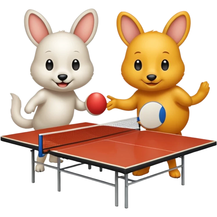 deux animaux qui jouent au ping pong sans la table emoji
