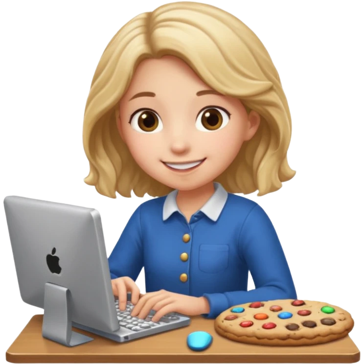 cookie clicker addict girl at computer emoji