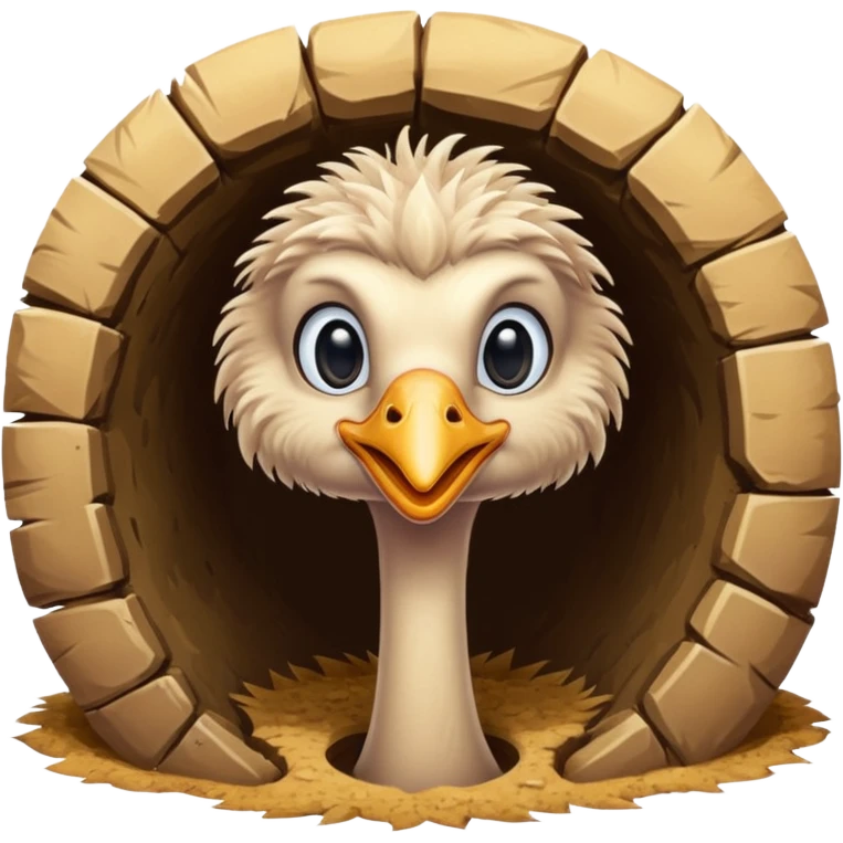 Ostrich with head inside a hole in the ground emoji