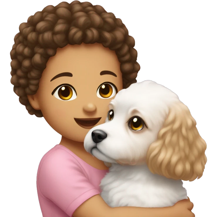 Baby girl with bichion frise  emoji