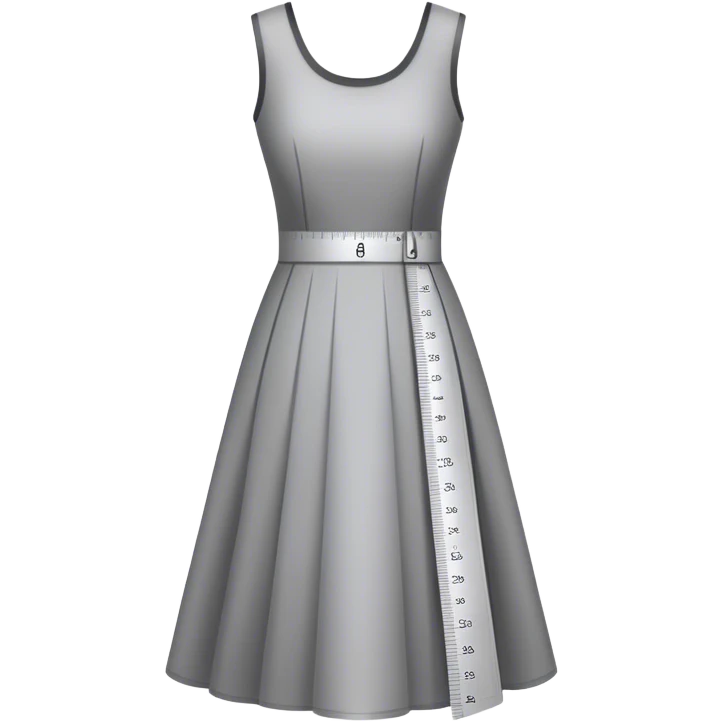 Icon for Fashion Design: a dress pattern with measurements, a ruler and a pencil. The icon should represent the process of designing clothing with a focus on precision and tailoring. Transparent background. emoji
