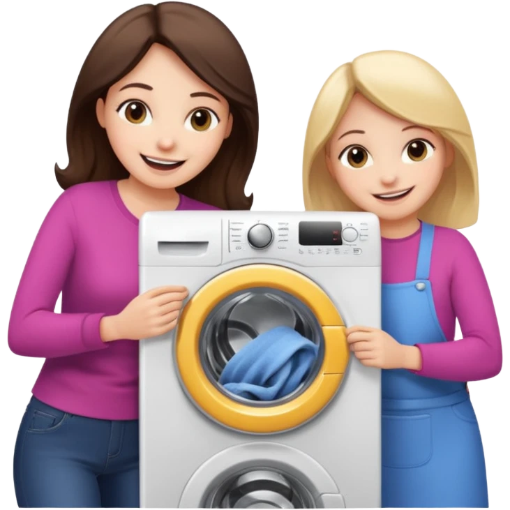 Mother and daughter opening a washing machine door emoji