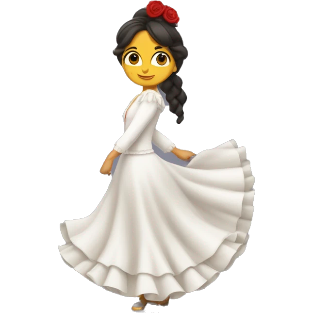 Bailadora flamenco blanca con pelo largo y crespo emoji