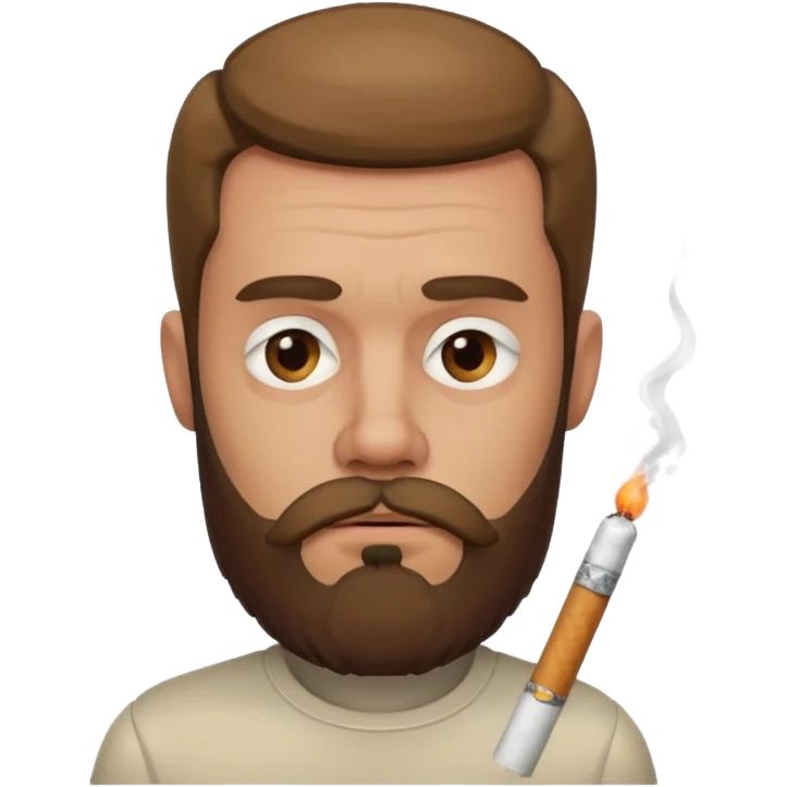 suspicious bearded emoji, cigarette, raised eyebrow emoji