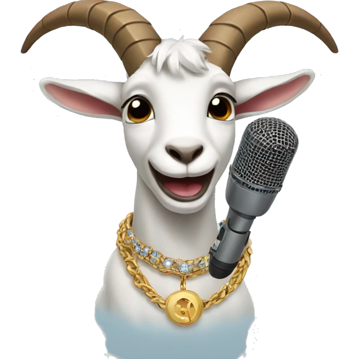 goat with a necklace singing with a microphone  emoji