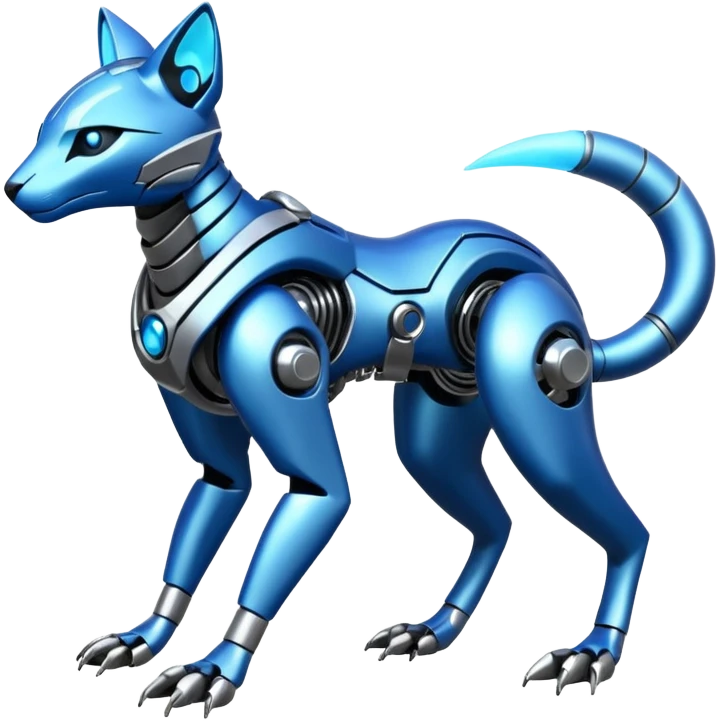 Mechanical shiny alloy metallic futuristic steel highly advanced technological cyborg cybernetic Genet-Absol-Zeraora-Primagen-fusion-creature  emoji