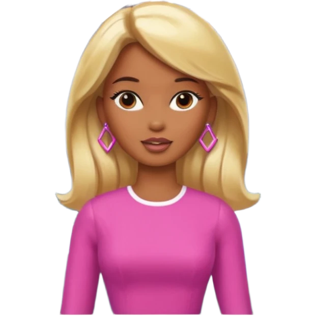 Brown skin blonde hair barbie in front of mountains emoji