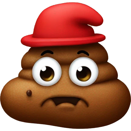 Poop emoji with red hat emoji