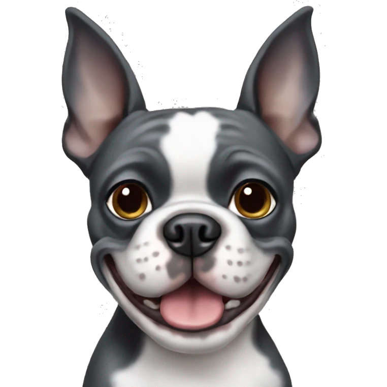 Grey happy boston terrier emoji