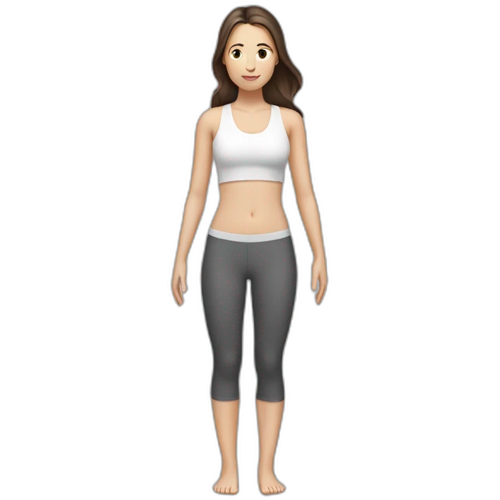 White girl brunette hair in Tadasana yoga emoji