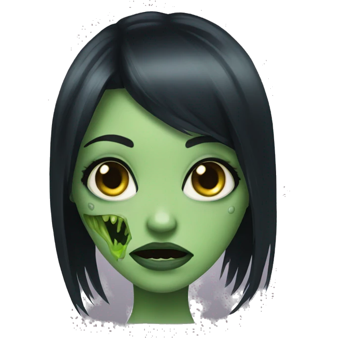 Bih green zombie girl with black hair emoji
