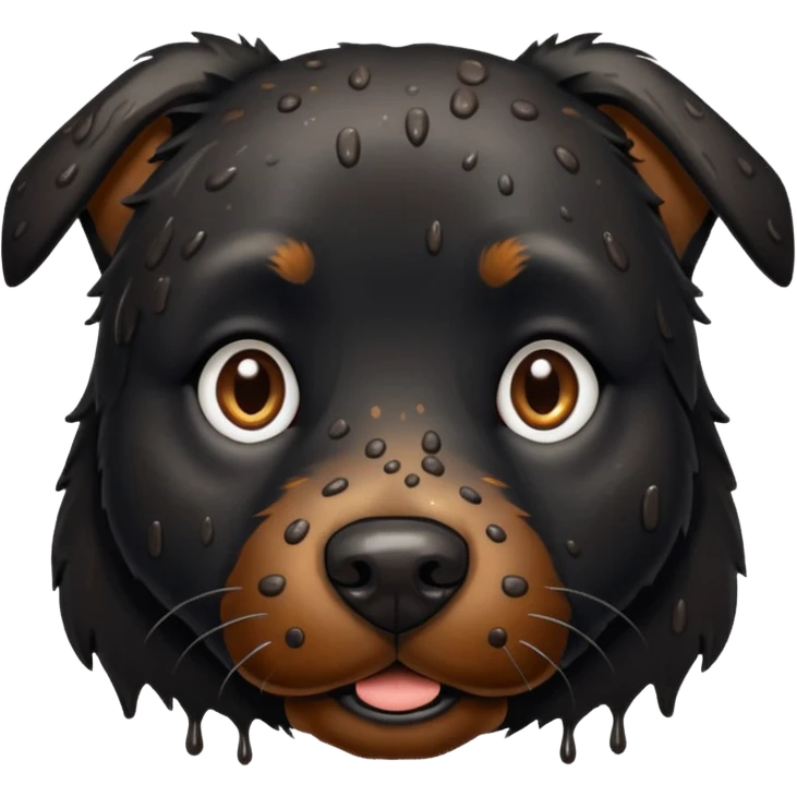 very muddy and dirty black dog face emoji