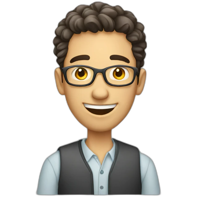 Funny young white man that represents an English a cool latino teacher emoji
