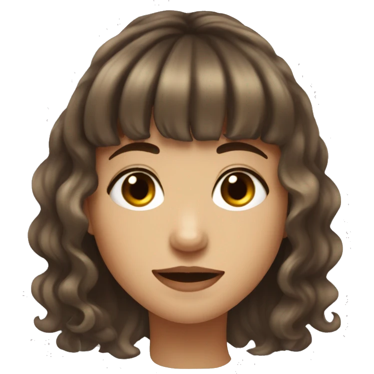 Pretty girl with wavy medium length brown hair and bangs nose piercing  emoji