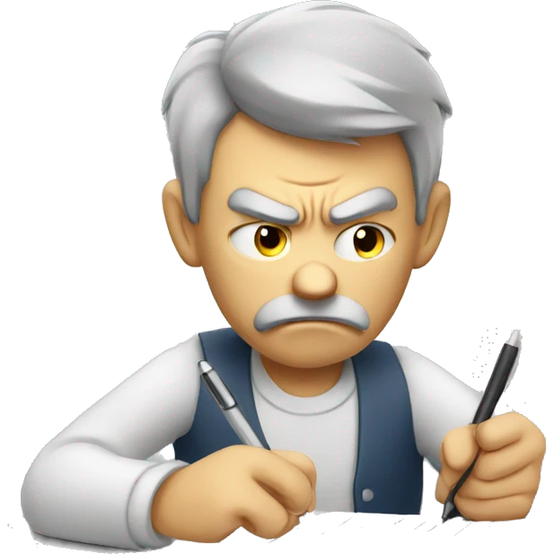 angry man writing tax paper emoji