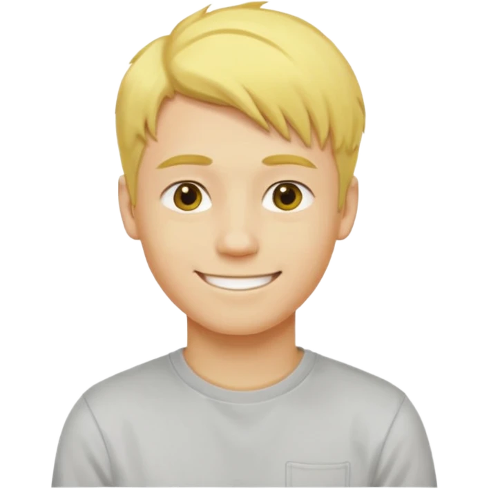 Yellow hair side part man, 20 year old, yellow skin, smile emoji