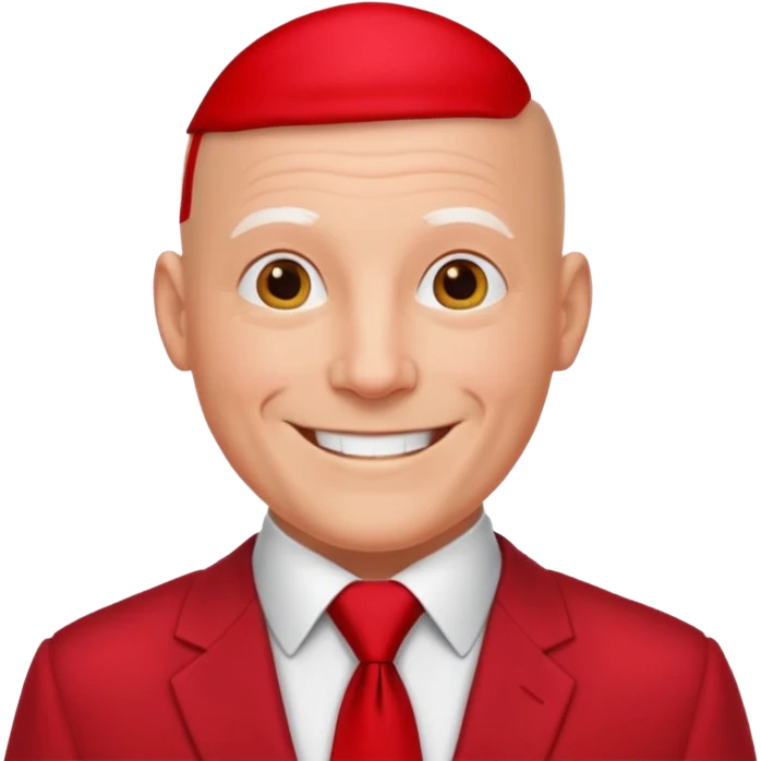 man Bald with red necktie, red dress, age. emoji