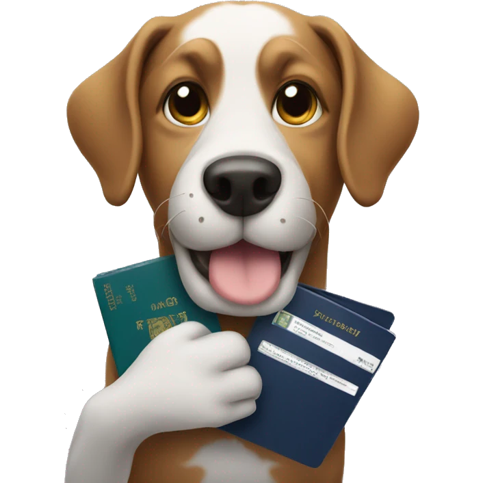 dog holding passport emoji