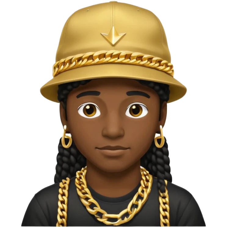 80s breakdancer with big gold chain and hat emoji