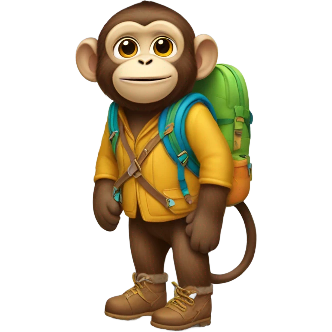 Monkey wearing uggboots and backpack emoji