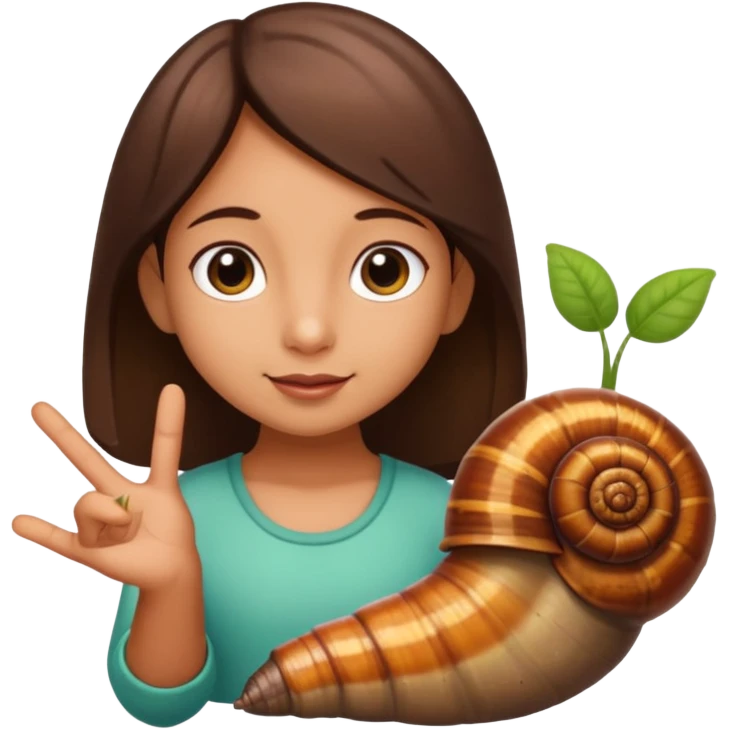 Little Latina girl and a garden snail and earthworms  emoji