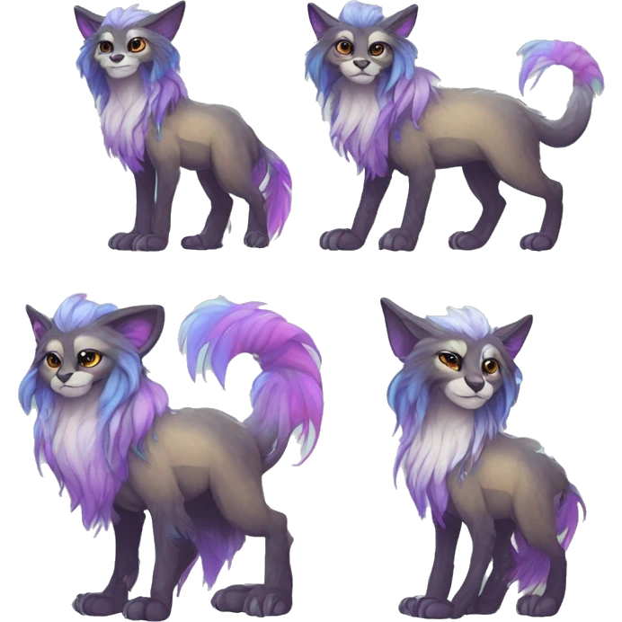 Colorful vernid fantasy creature LiLaiRa GriffSnuff Kamirah Falvie whiskers paws full body emoji