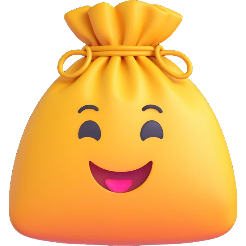 money bag icon, 3D emoji style, soft shading, playful emoji