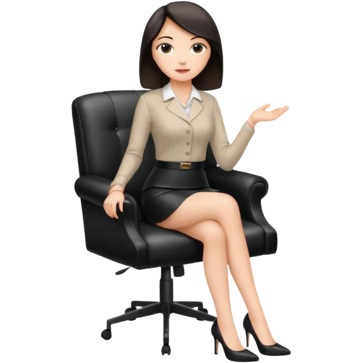 Business woman with short skirt and high heels sitting on chair office emoji