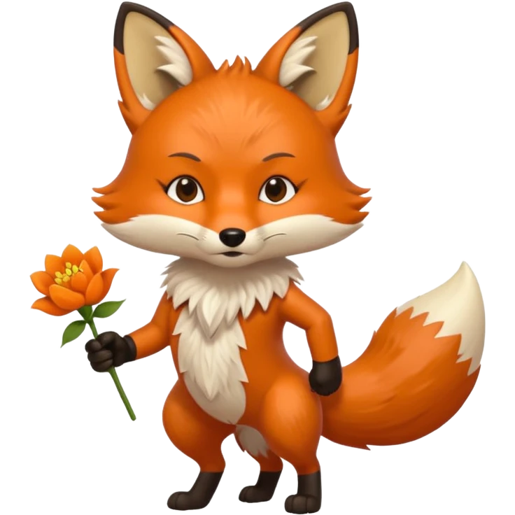 stojący z kwiatkiem lisek który jest wściekły  emoji