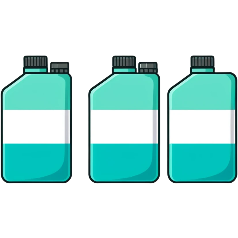 Canisters of motor oil in light gray color, minimalist design with soft gradients in sky blue, teal green, white, and light gray emoji