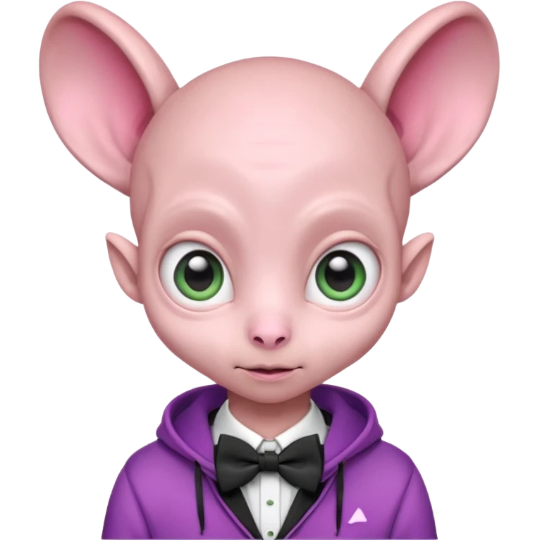 Aliens Pink, hoodie, cute big eyes, bow tie, thin ears, half body emoji