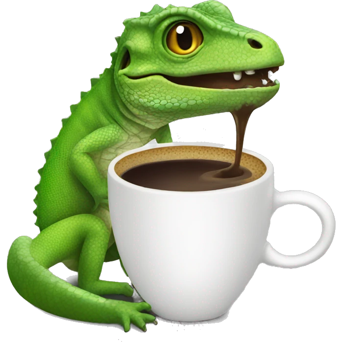 lizard drinking coffee emoji