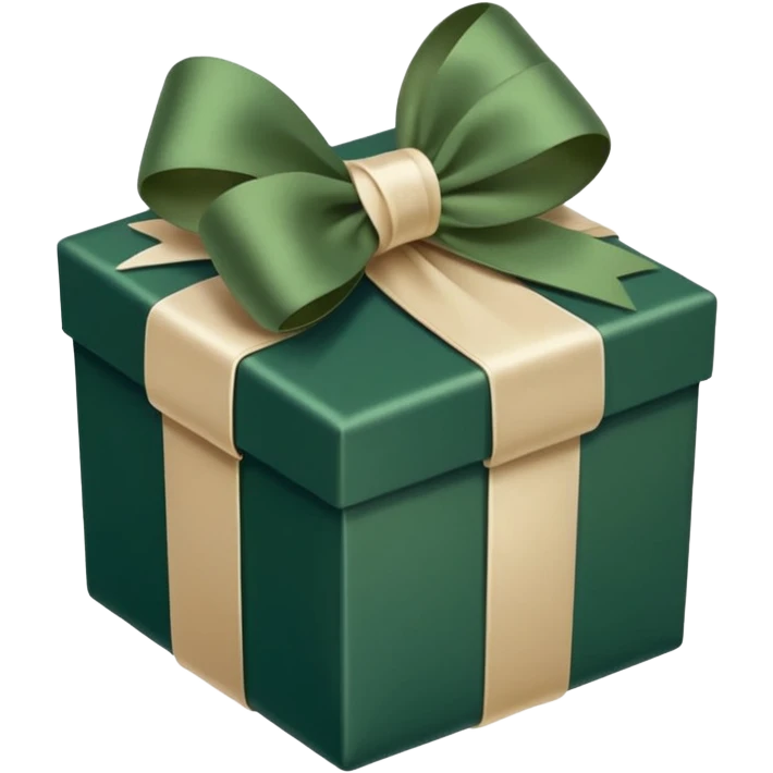 dark green gift box with light beige bow emoji
