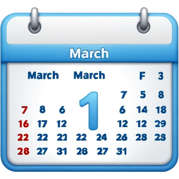 calendario del 1 de marzo emoji