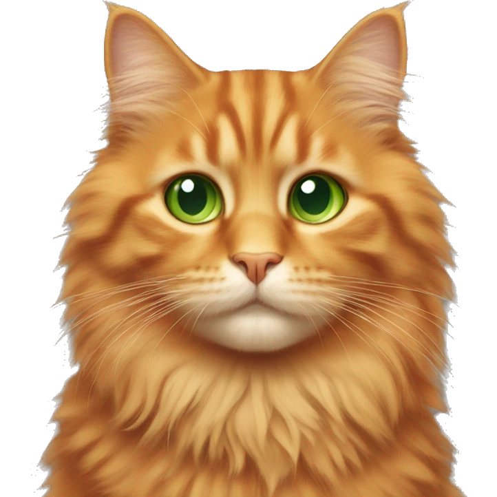 Fluffy orange cat with green eyes emoji