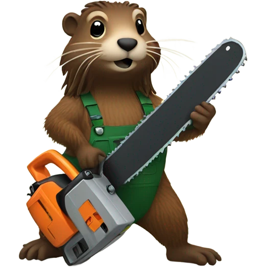 Dreadlock woodchuck holding a chain saw emoji