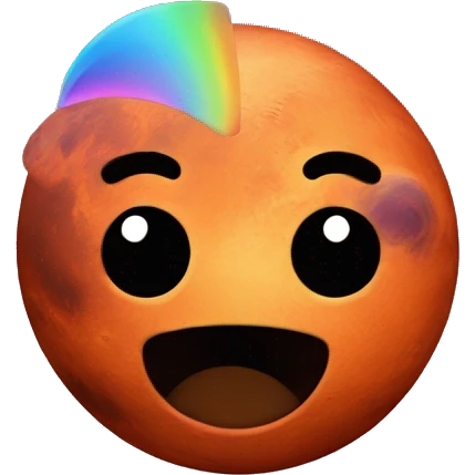 Mars with a rainbow emoji