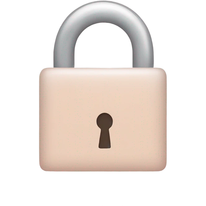 Design a minimalist lock emoji with a tiny heart inside. The lock should be modern and sleek, using simple lines. The heart should be small but visible inside the lock. Use a clean, minimal style with soft colors. emoji