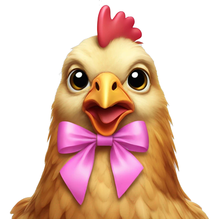 chicken wearing a pink bow emoji