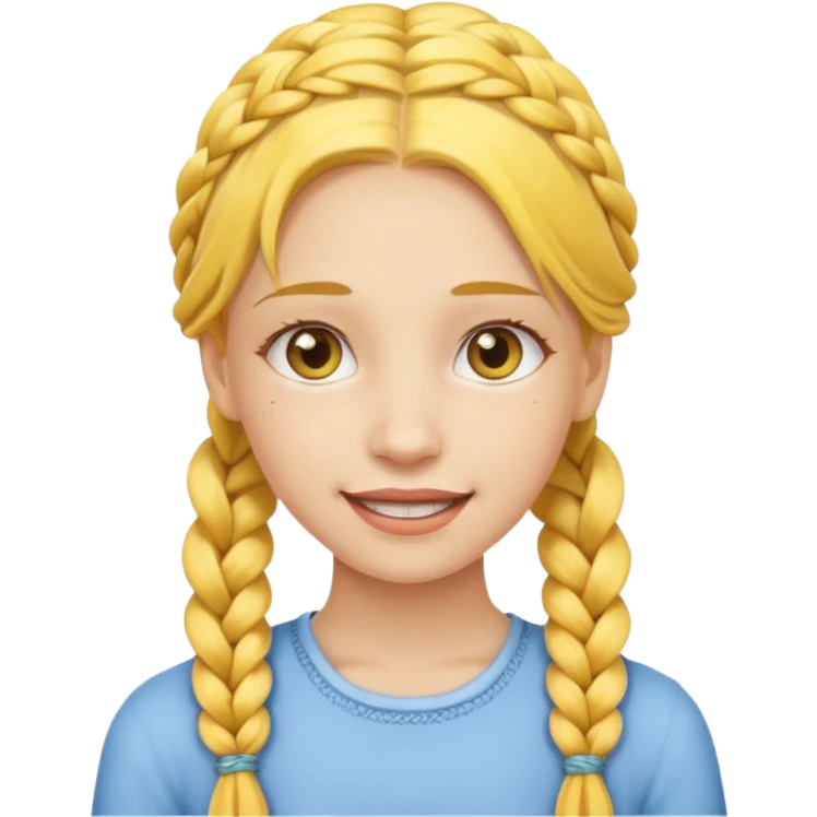 a girl with braces and yellow braided hair emoji